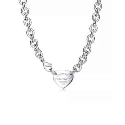 TIFFANY HEART TAG CHAIN LINK CHOKER IN SILVER 19936562